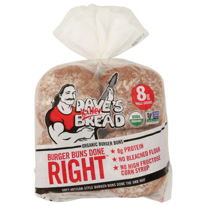 DAVES KILLER BREAD: Organic Burger Buns Done Right, 17.6 oz