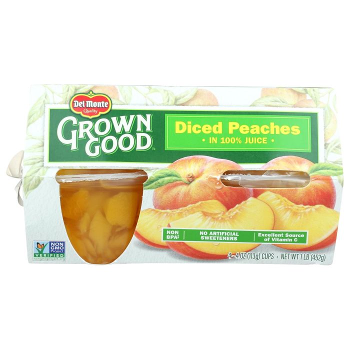 DEL MONTE: Diced Peaches Fruit Cups 4 Count, 16 oz