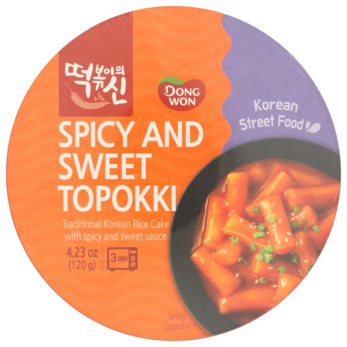 DONG WON: Sweet and Spicy Topokki Rice Cakes Cup, 4.23 oz