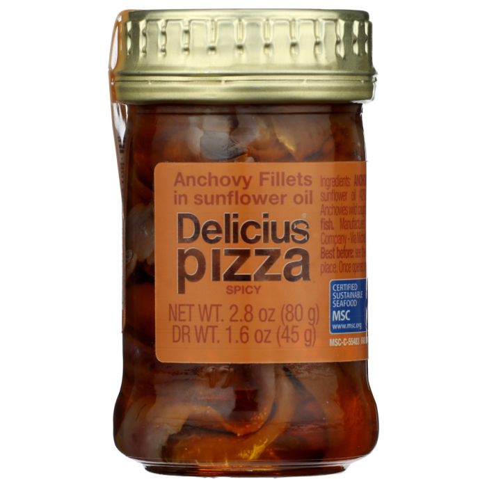 DELICIUS: Anchovy Fillets Pizza in Spicy Sunflower Oil, 2.8 oz