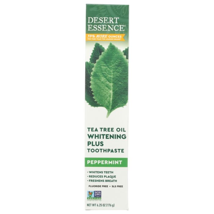 DESERT ESSENCE: Tea Tree Oil Whitening Plus Toothpaste Peppermint, 6.25 oz