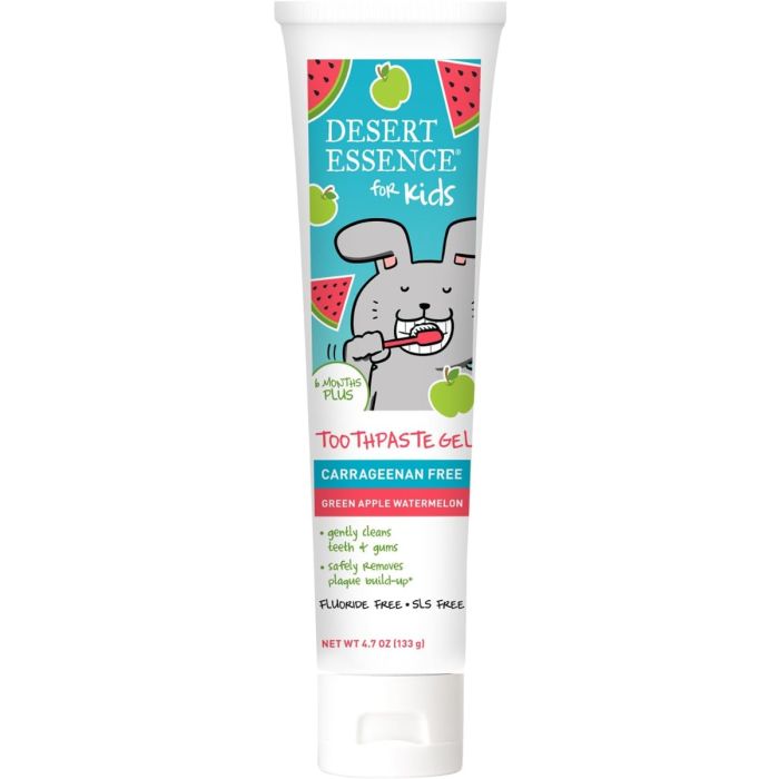 DESERT ESSENCE: Green Apple Watermelon Kids Toothpaste Gel, 4.7 oz