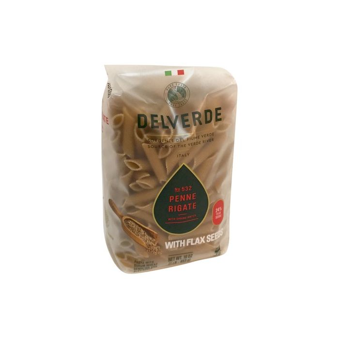DEL VERDE: Penne Rigate with Flaxseed Pasta, 16 oz