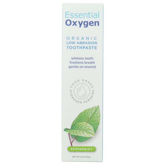 ESSENTIALOXYGEN: Organic Low Abrasion Toothpaste Peppermint, 4 oz