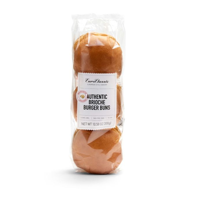 EURO CLASSIC: French Brioche Hamburger Buns Presliced, 10.58 oz