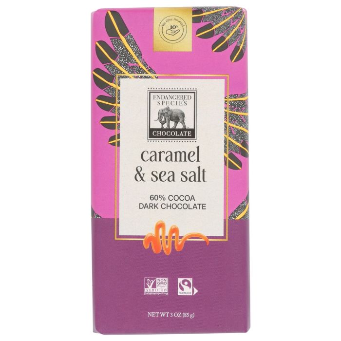 ENDANGERED SPECIES: Dark Chocolate with Caramel and Sea Salt Bar, 3 oz