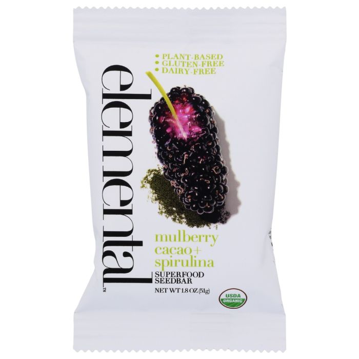 ELEMENTAL: Mulberry Cacao Spirulina Organic Bar, 1.8 oz