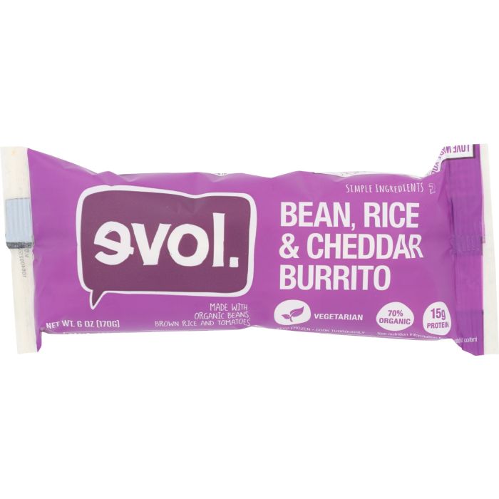 EVOL: Bean Rice and Cheddar Burrito, 6 oz