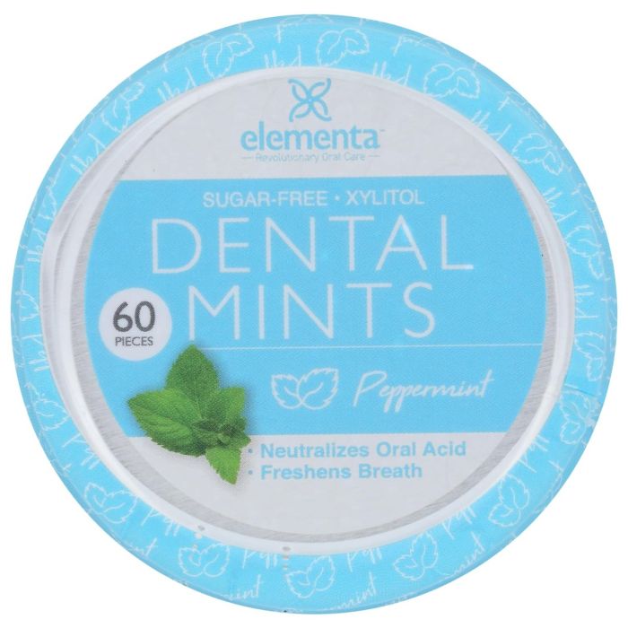 ELEMENTA SILVER: Dental Mints Peppermint, 60 pc