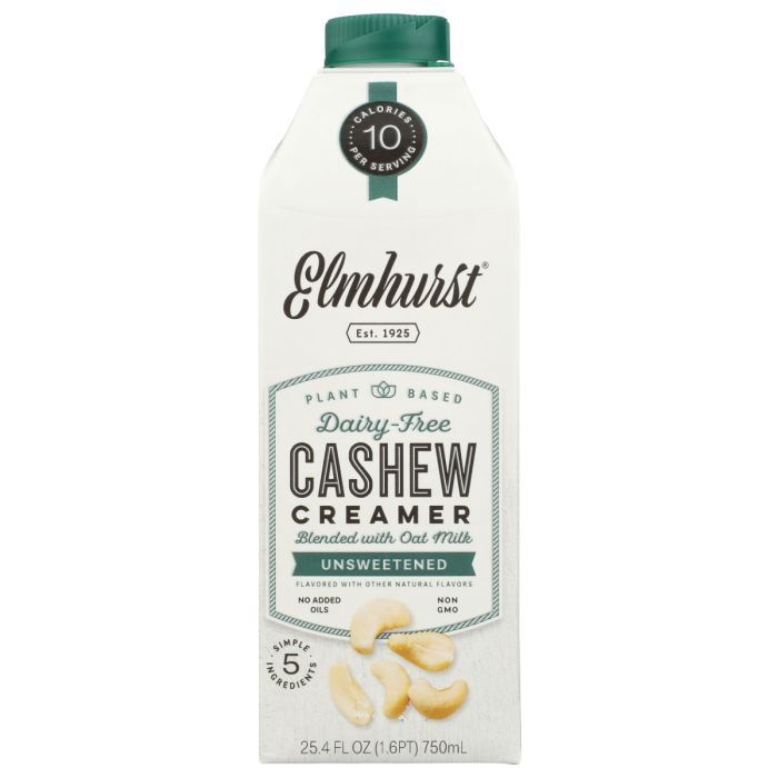 ELMHURST: Unsweetened Cashew Creamer. 25.4 fo