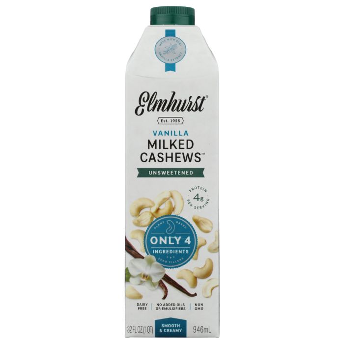 ELMHURST: Unsweetened Vanilla Cashew Milk, 32 fo