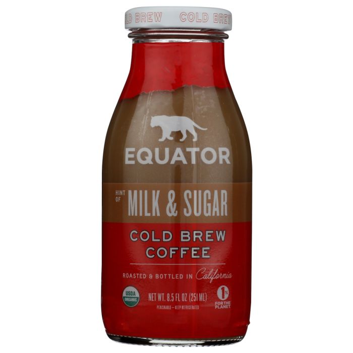 EQUATOR: Hint of Milk and Sugar Organic Cold Brew Coffee, 8.5 oz
