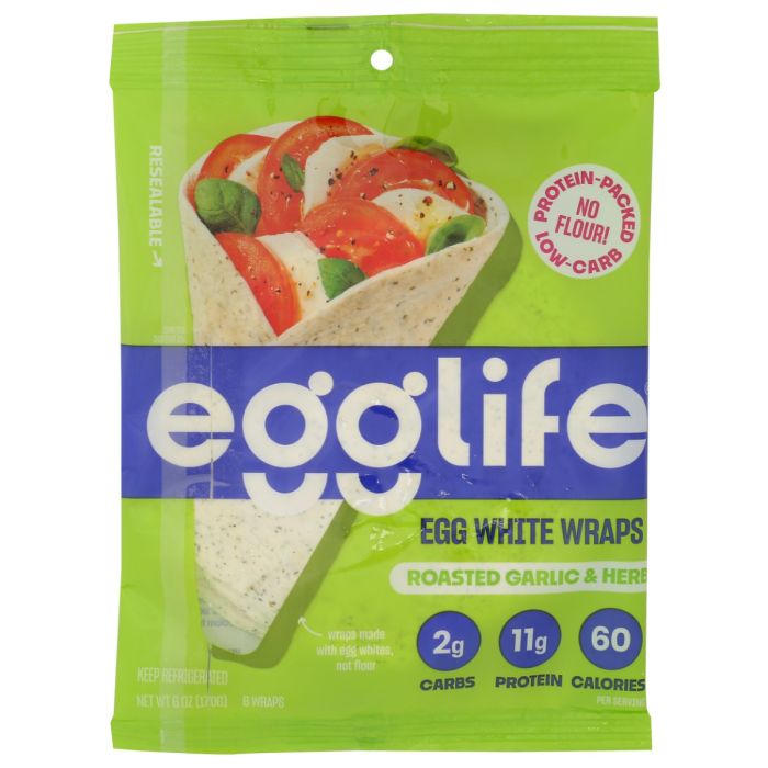 EGGLIFE: Roasted Garlic and Herb Egg White Wraps, 6 oz