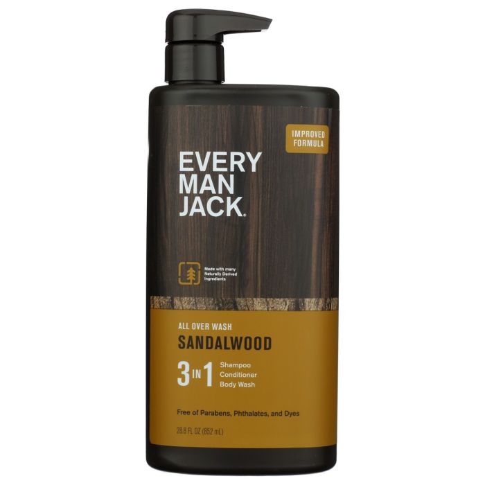 EVERY MAN JACK: Sandalwood 3 in 1 All Over Wash, 28.8 fo