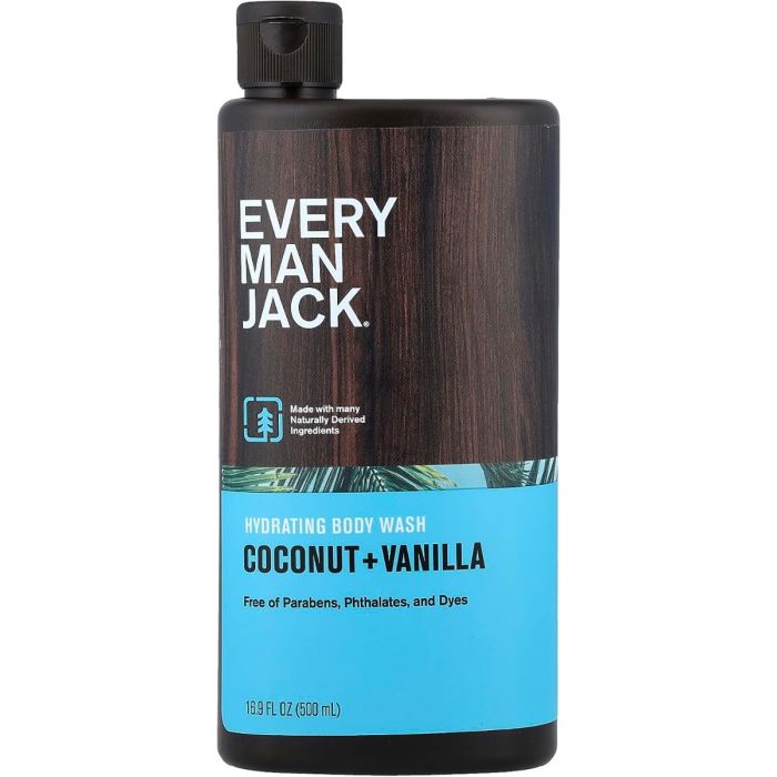 EVERY MAN JACK: Coconut Vanilla Hydrating Body Wash, 16.9 fo