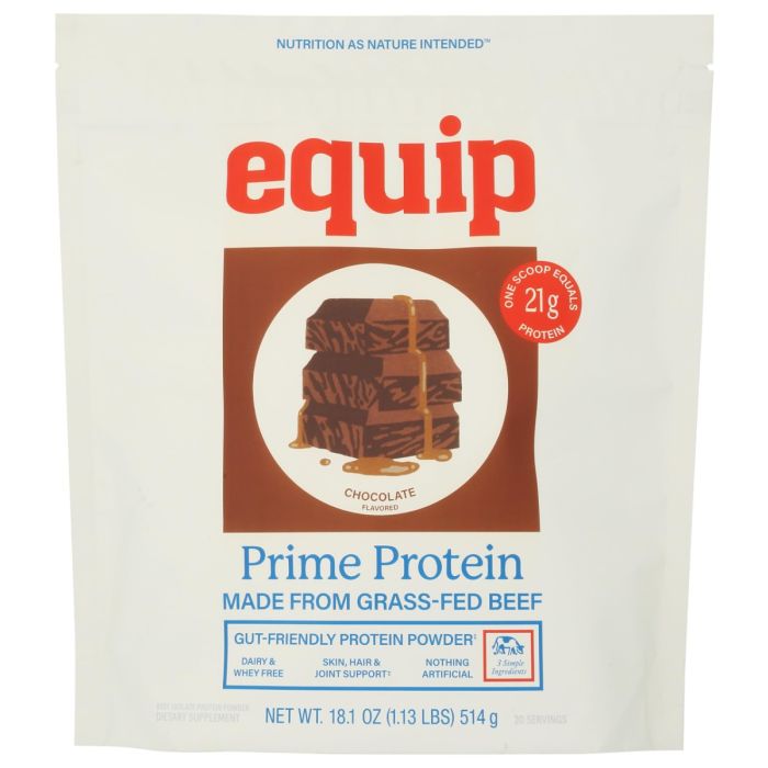EQUIP: Chocolate Prime Protein Beef Powder, 18.1 oz