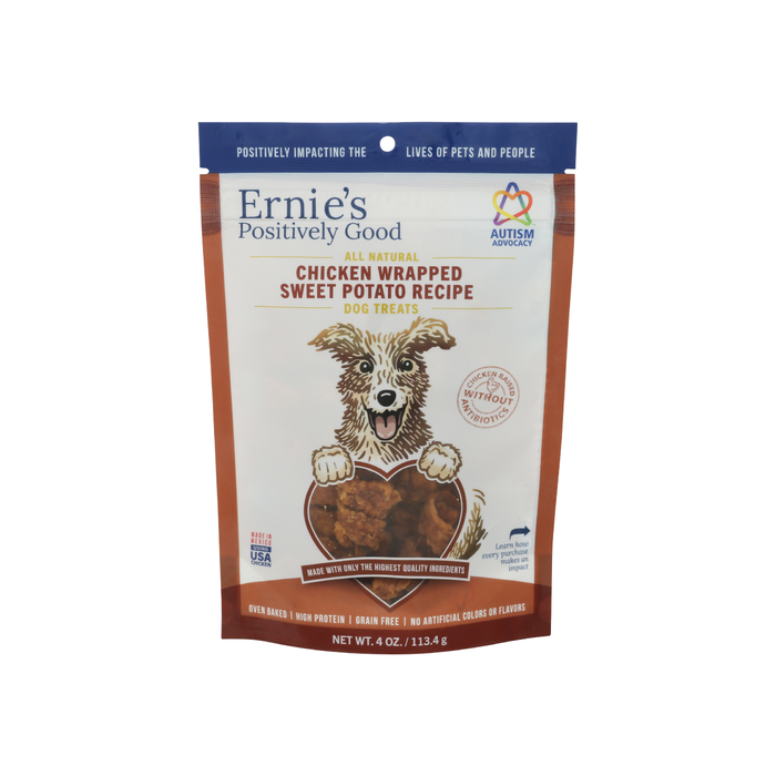 ERNIE ELS: Chicken Wrapped Sweet Potato Recipe Dog Treats, 4 oz