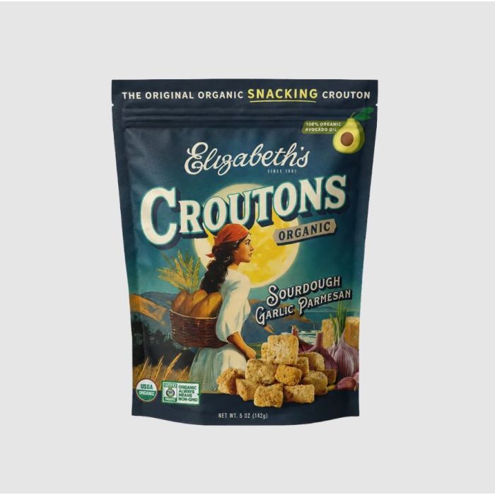 ELIZABETHS: Organic Sourdough Garlic Parmesan Croutons, 5 oz