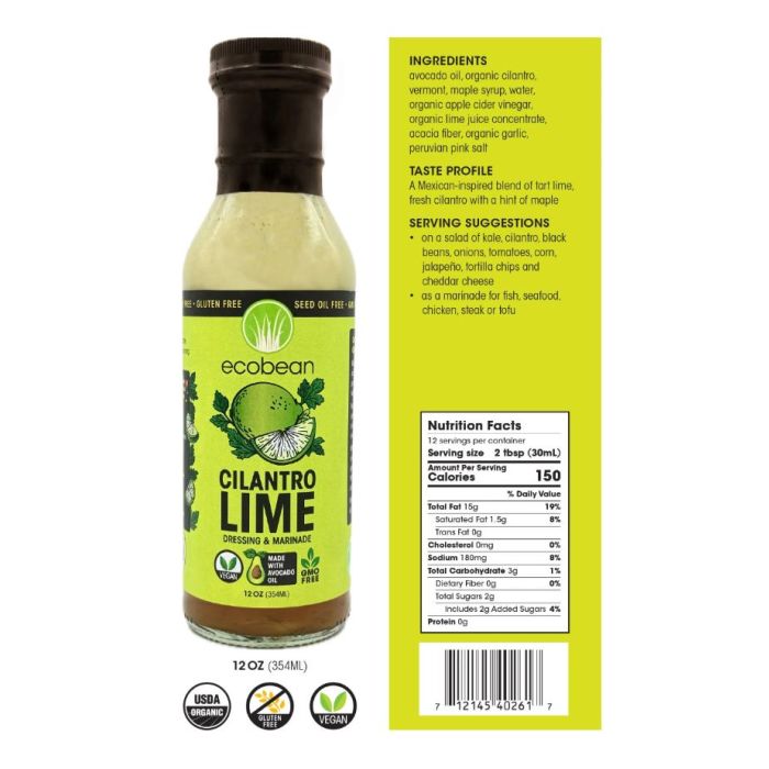 ECOBEAN: Cilantro Lime Dressing, 12 oz