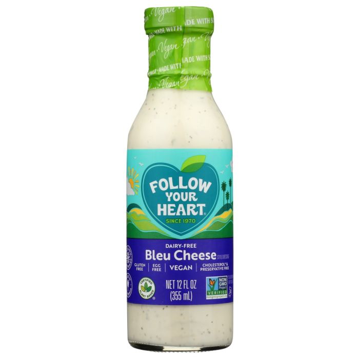 FOLLOW YOUR HEART: Dairy Free Vegan Bleu Cheese Salad Dressing, 12 oz