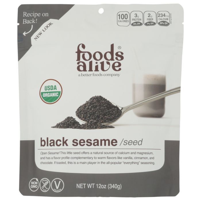 FOODS ALIVE: Organic Black Sesame Seeds, 12 oz