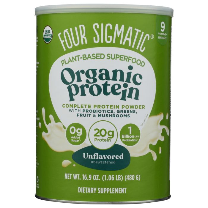 FOUR SIGMATIC: Plant Based Protein Unflavored, 16.9 oz