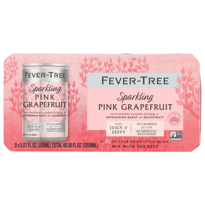 FEVER TREE: Sparkling Pink Grapefruit Soda Can 8 Count, 40.56 fo