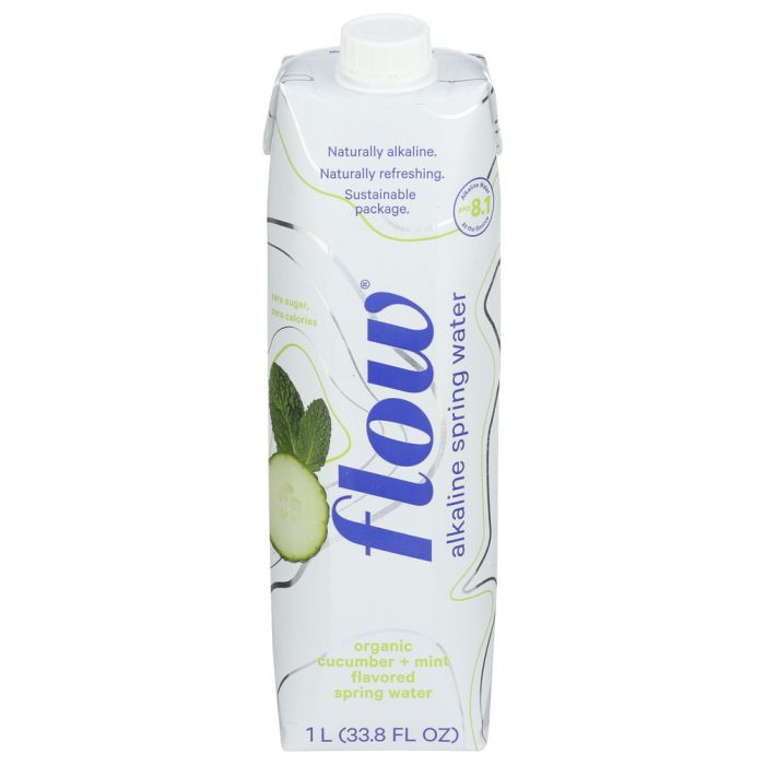 FLOW WATER: Cucumber Mint Organic Alkaline Spring Water, 33.8 fo
