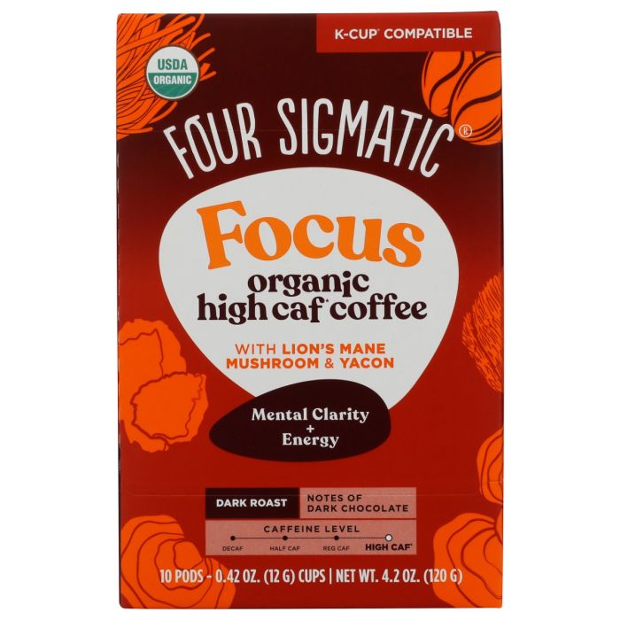 FOUR SIGMATIC: Focus Dark Roast High Caf Espresso Pods 10 Count, 4.2 oz