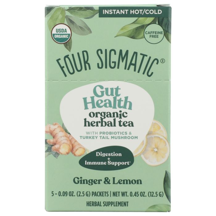 FOUR SIGMATIC: Gut Health Organic Herbal Tea 5 Count, 0.45 oz