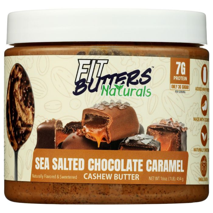 FIT BUTTERS: Naturals Sea Salted Chocolate Caramel Cashew Butter, 16 oz