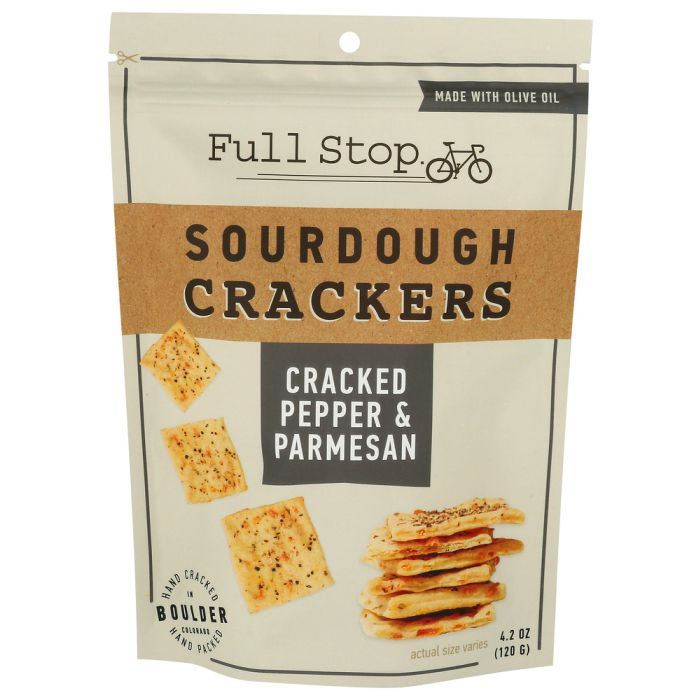 FULL STOP: Cracked Pepper and Parmesan Sourdough Crackers, 4.2 oz