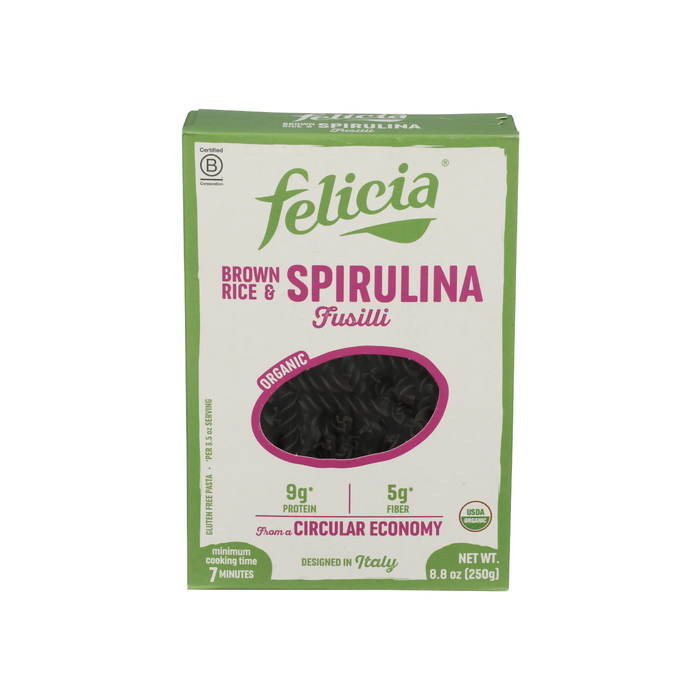 FELICIA: Brown Rice and Spirulina Fusilli Pasta, 8.8 oz