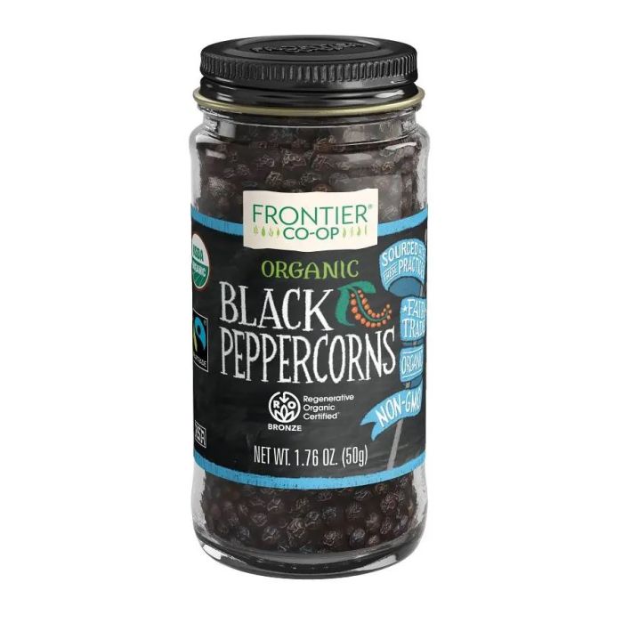 FRONTIER HERB: Organic Whole Black Peppercorns, 1.76 oz