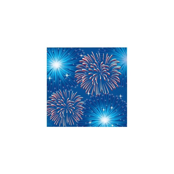 CREATIVE CONVERTING: Blue Fireworks Beverage Napkin , 16 ea