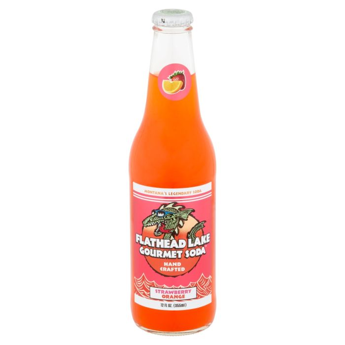 FLATHEAD LAKE GOURMET SODA: Soda Strawberry Orange, 12 fo