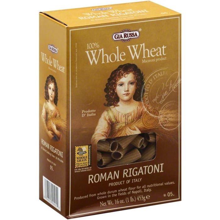 GIA RUSSA: Whole Wheat Roman Rigatoni, 16 oz