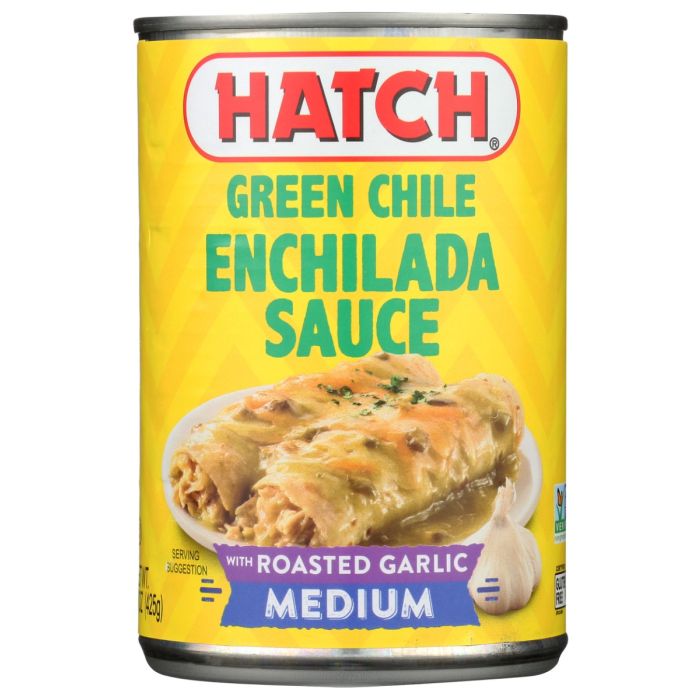 HATCH: Green Chile Enchilada Sauce with Roasted Garlic Medium, 14 oz