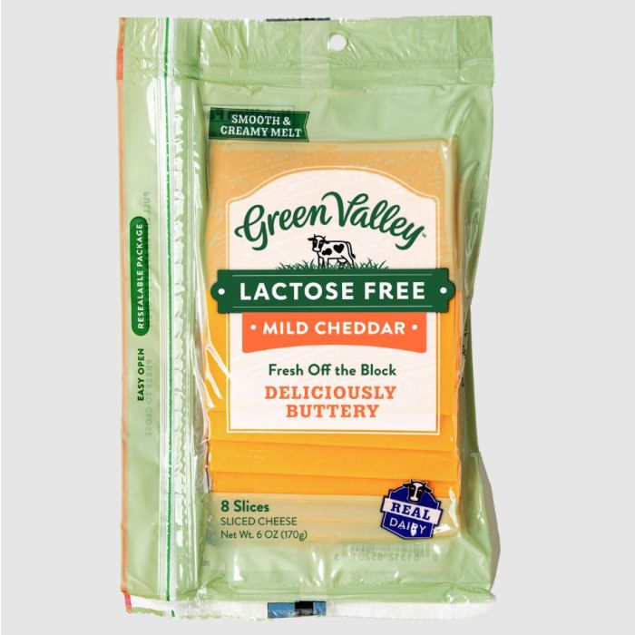 GREEN VALLEY CREAMERY: Lactose Free Mild Cheddar Sliced Cheese, 6 oz