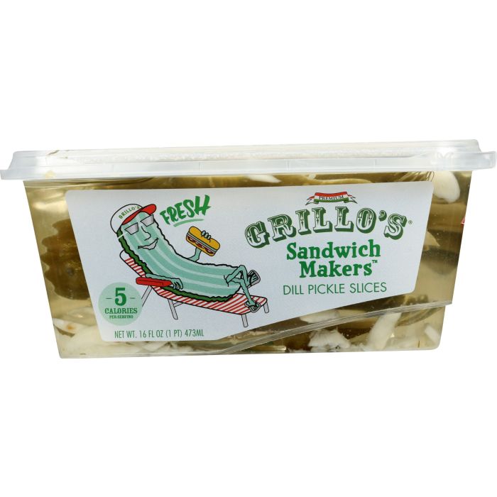GRILLO'S PICKLES: Sandwich Makers Dill Pickle Slices, 16 oz