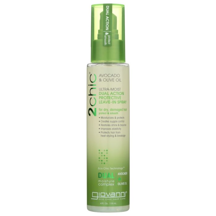 GIOVANNI COSMETICS: 2chic Ultra Moist Dual Action Protective Leave In Spray Avocado and Olive Oil, 4 oz