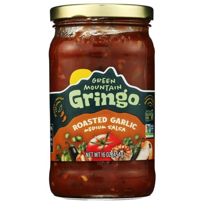 GREEN MOUNTAIN GRINGO: Roasted Garlic Medium Salsa, 16 oz