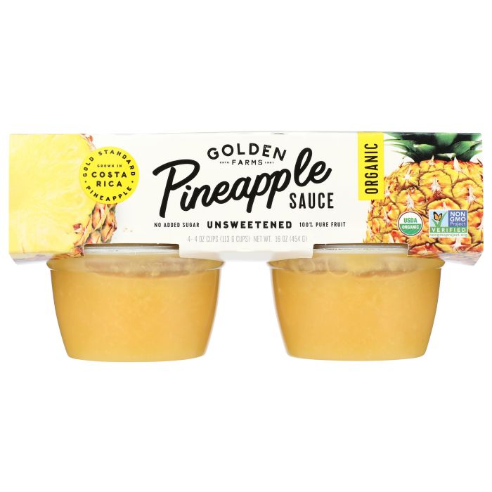 GOLDEN FARMS: Organic Pineapple Sauce Cups 4 Count, 16 oz