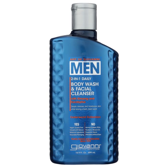 GIOVANNI COSMESTICS: Men 2 in 1 Daily Body Wash and Facial Cleanser, 16.9 fo
