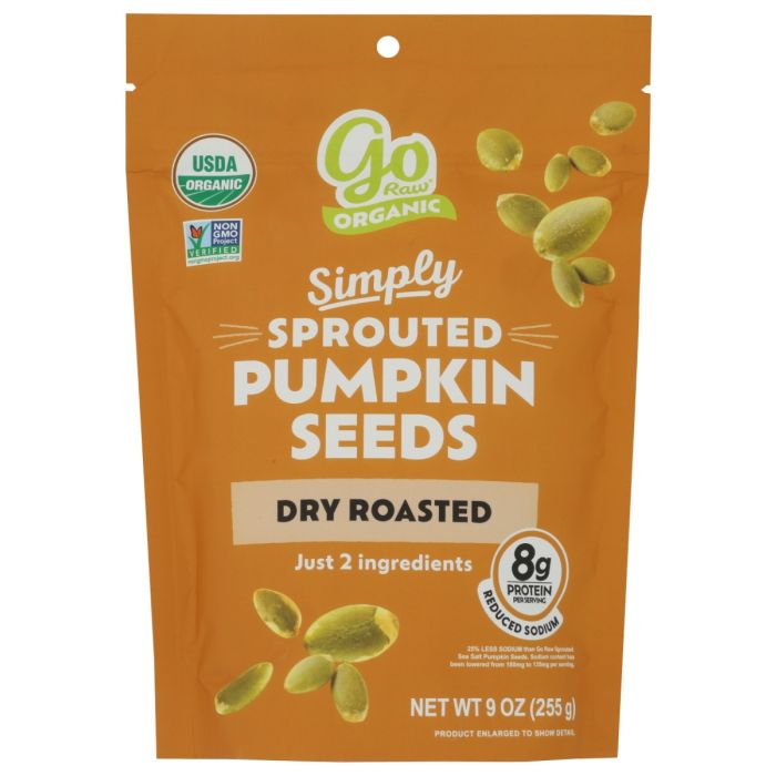 GO RAW: Simply Sprouted Dry Roasted Pumpkin Seeds, 9 oz
