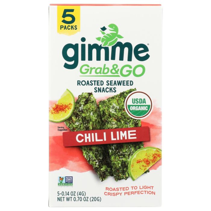 GIMME: Chili Lime Grab n Go Roasted Seaweed Snacks 5 Pack, 0.7 oz