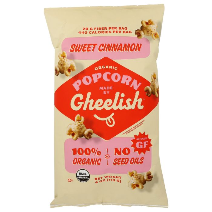 GHEELISH: Sweet Cinnamon Organic Popcorn, 4.4 oz