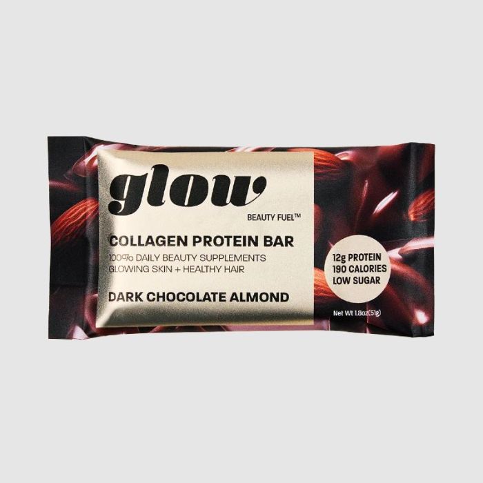 GLOW: Dark Chocolate Almond Protein Collagen Bar, 1.8 oz