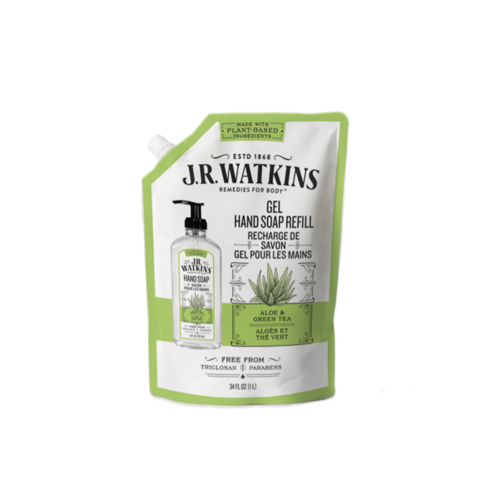 WATKINS: Aloe and Green Tea Gel Hand Soap Refill, 34 fo