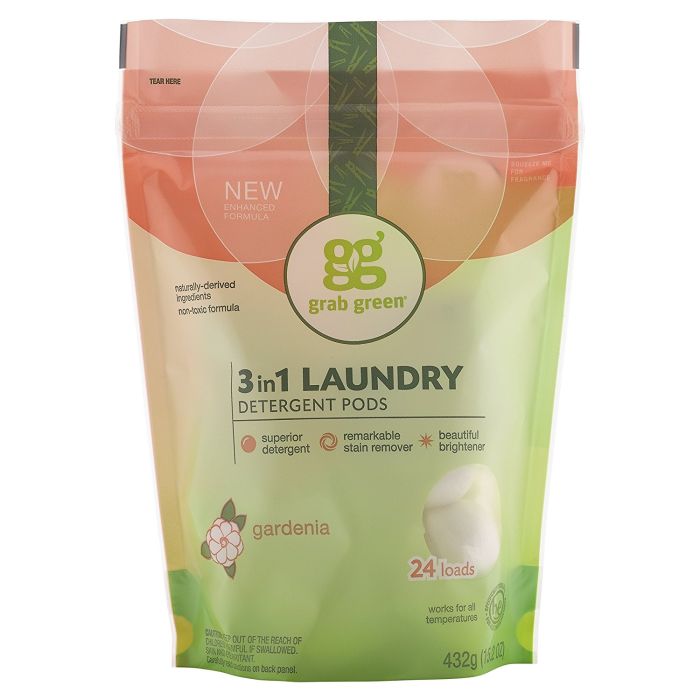 GRABGREEN: 3-In-1 Laundry Detergent Pods Gardenia 24 loads, 15.2 oz